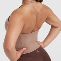 Timeless Halter Neck Mid Vest | Deep Walnut