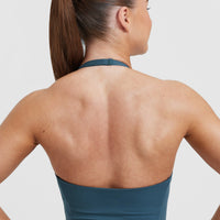 Timeless Halter Neck Mid Vest | Lake Blue