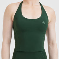 Timeless Halter Neck Mid Vest | Pine Green