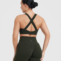 Timeless Wide Strap Sports Bra | Khaki