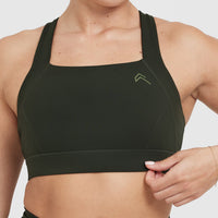 Timeless Wide Strap Sports Bra | Khaki