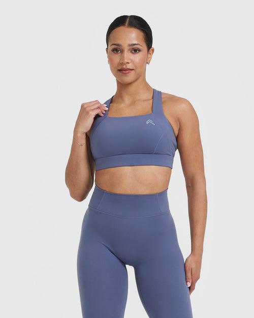 Oner Modal Timeless Wide Strap Sports Bra | Slate Blue