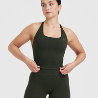 Timeless Square Neck Mid Vest | Khaki