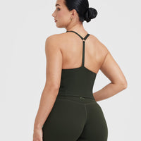 Timeless Square Neck Mid Vest | Khaki