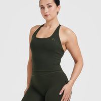 Timeless Square Neck Mid Vest | Khaki