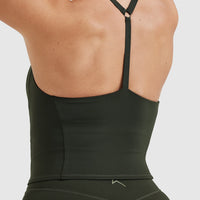 Timeless Square Neck Mid Vest | Khaki