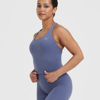 Timeless Square Neck Mid Vest | Slate Blue