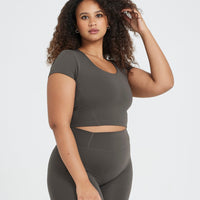 Timeless Crop Short Sleeve Tee | Deep Taupe