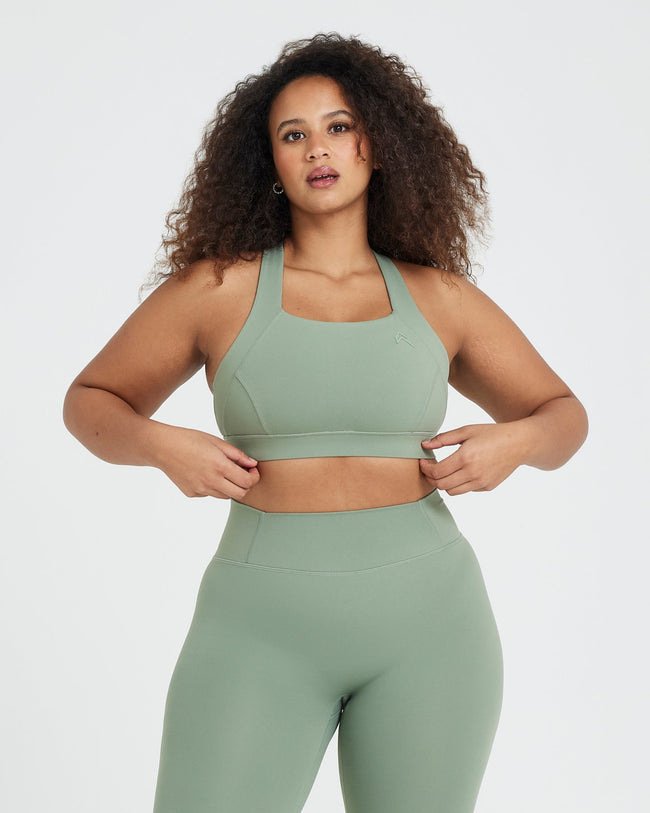 Timeless Wide Strap Sports Bra | Sage