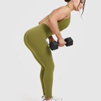 Unified High Waisted Leggings | Olive Green