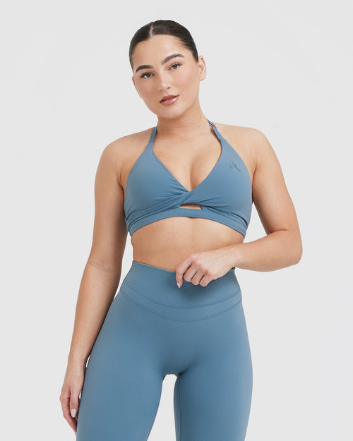 Oner Modal Unified Twist Sports Bra | Moonstone Blue