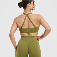 Unified Twist Sports Bra | Olive Green