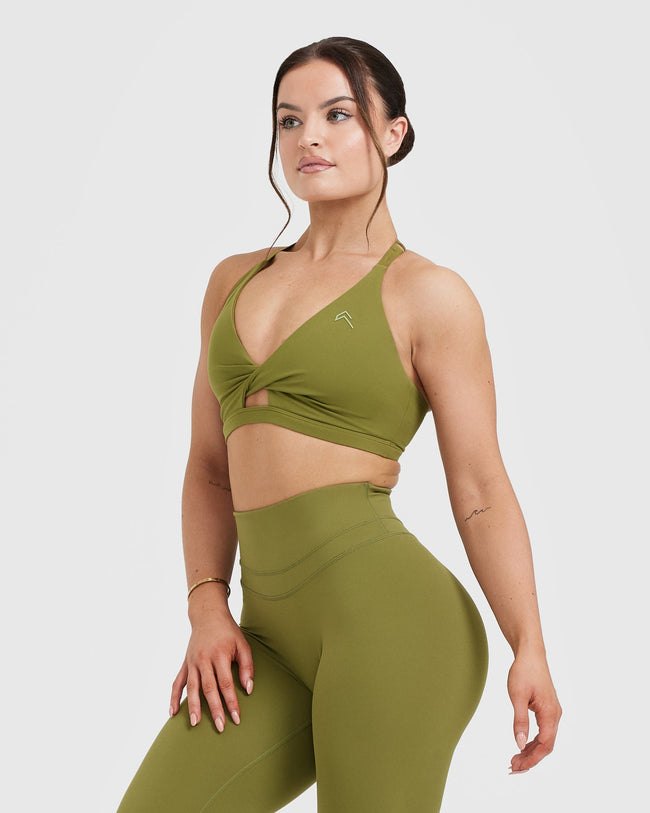 Unified Twist Sports Bra | Olive Green