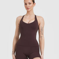Unified V-Neck Cross Back Vest | Plum Brown