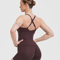 Unified V-Neck Cross Back Vest | Plum Brown