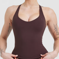 Unified V-Neck Cross Back Vest | Plum Brown