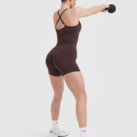 Unified V-Neck Cross Back Vest | Plum Brown
