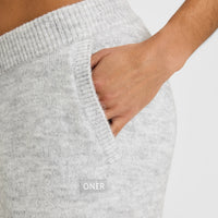 Oversized Knit Straight Leg Bottoms | Light Grey Marl