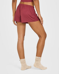 At Home Night Shorts | Burnt Maroon Red