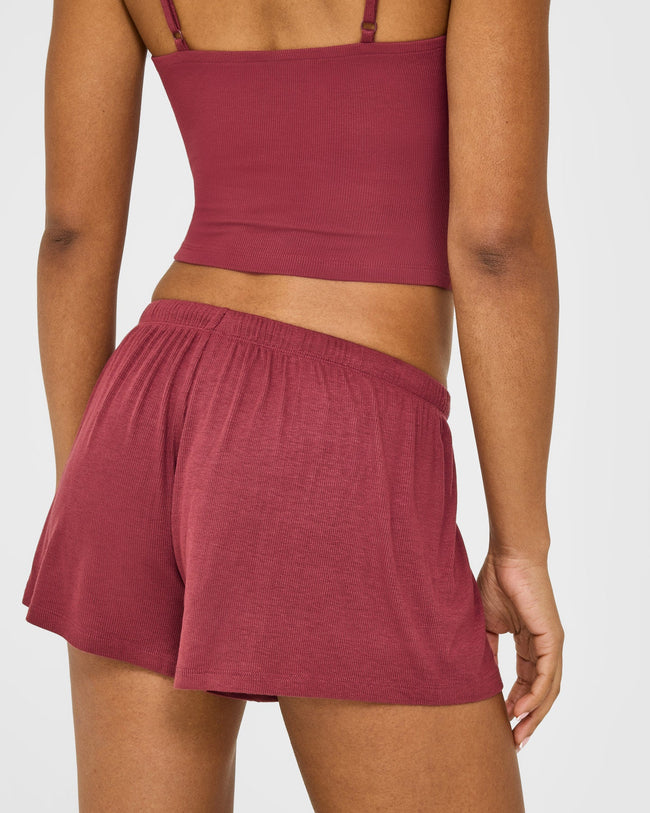 At Home Night Shorts | Burnt Maroon Red
