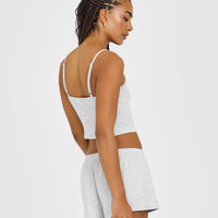 At Home Night Strappy Mid Vest | Grey Marl