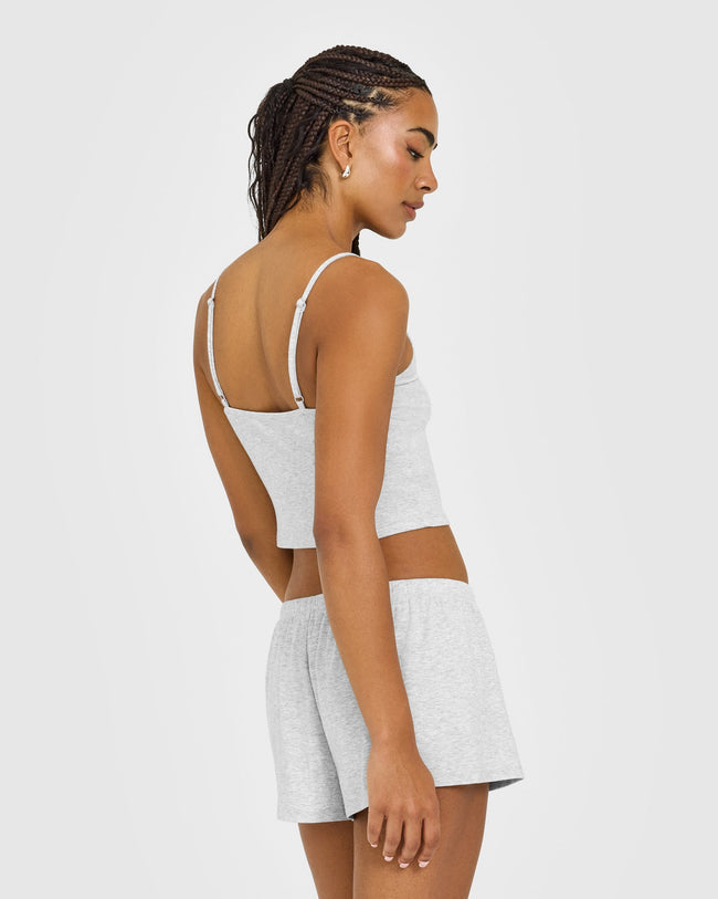 At Home Night Strappy Mid Vest | Grey Marl