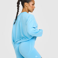 Classic Oversized Lightweight Long Sleeve Top | Arctic Blue