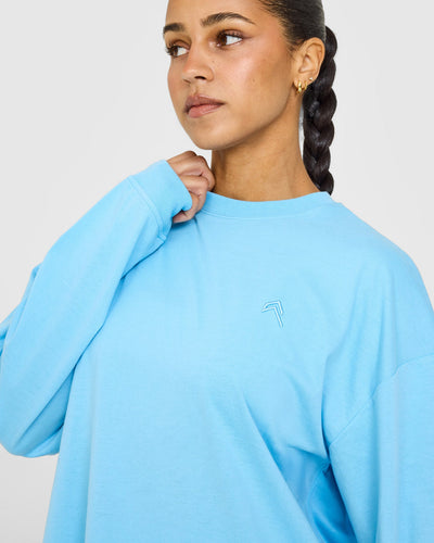 Classic Oversized Lightweight Long Sleeve Top | Arctic Blue