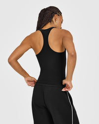 Cotton Racer Back Fitted Vest | Black