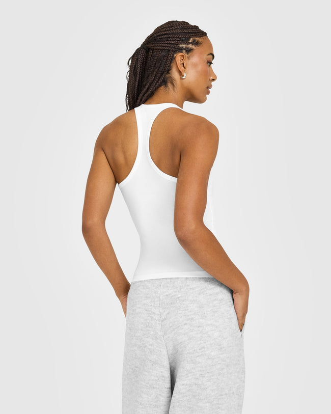 Cotton Racer Back Fitted Vest | White