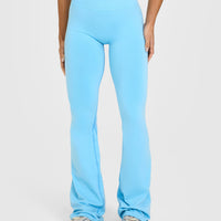 EffortlessLift™ Seamless Flared Bottoms with White Logo | Arctic Blue