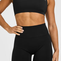 EffortlessLift™ Seamless Flared Bottoms with White Logo | Black