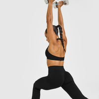 EffortlessLift™ Seamless Flared Bottoms with White Logo | Black