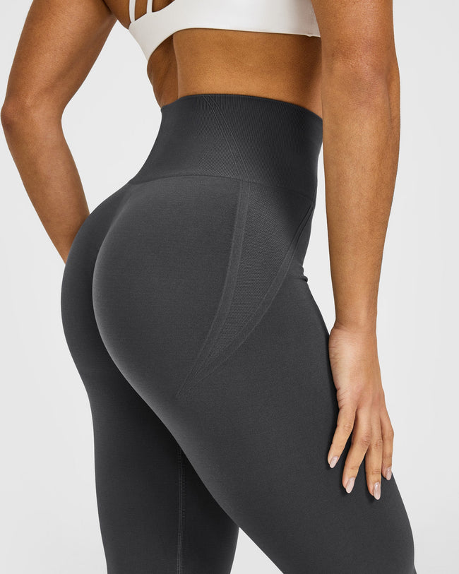 EffortlessLift™ Seamless Flared Bottoms with White Logo | Coal