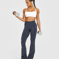 EffortlessLift™ Seamless Flared Bottoms with White Logo | True Blue