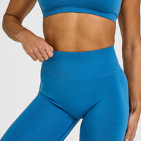 EffortlessLift™ Seamless Leggings with White Logo | Ocean Blue