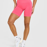 EffortlessLift™ Seamless Shorts with White Logo | Hot Girl Pink