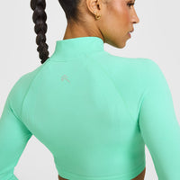 EnhanceLift™ Seamless Crop Jacket with White Logo | Peppermint Green