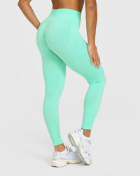 EnhanceLift™ Seamless Leggings with White Logo | Peppermint Green