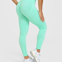 EnhanceLift™ Seamless Leggings with White Logo | Peppermint Green
