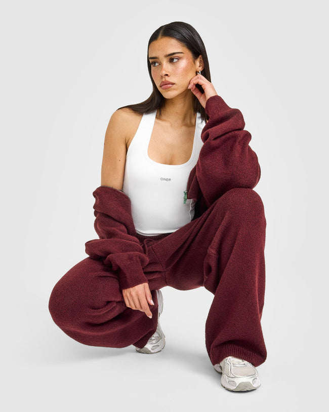 Mellow™ Rib Oner Embroidered Square Neck Mid Vest with Built in Bra Shelf | White