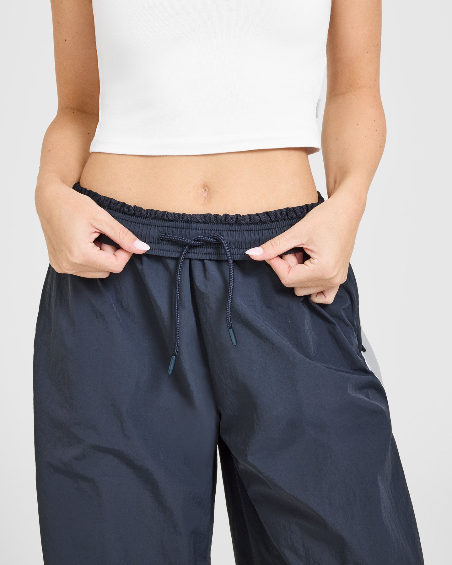 Oversized Piped Woven Straight Leg Track Bottoms | True Blue