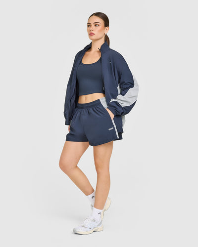 Oversized Piped Woven Track Shorts | True Blue