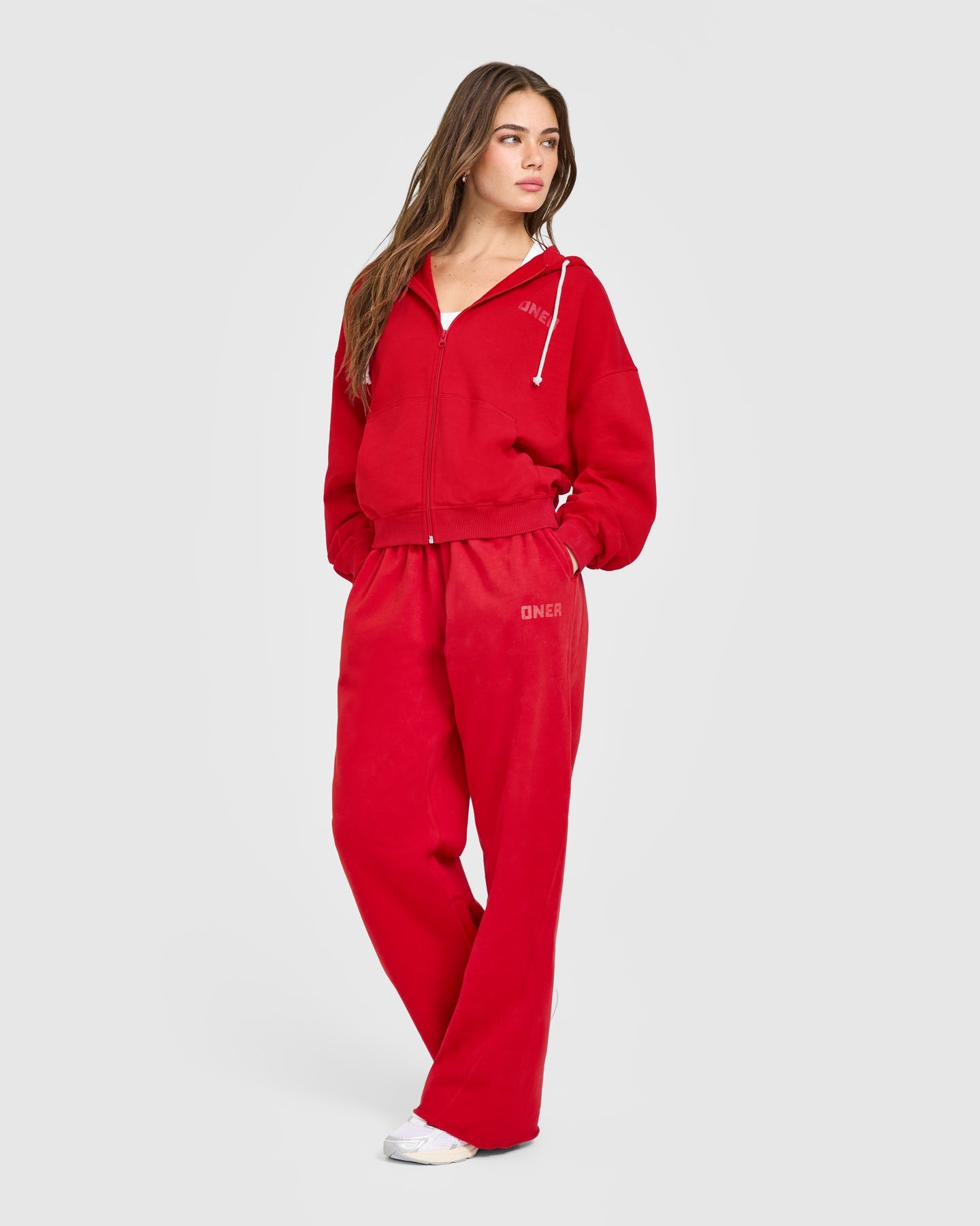 Raw Lounge Oversized Zip Hoodie | Washed Fiery Red