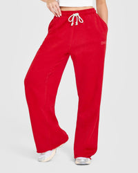 Raw Lounge Wide Leg Joggers | Washed Fiery Red