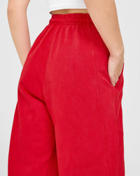 Raw Lounge Wide Leg Joggers | Washed Fiery Red