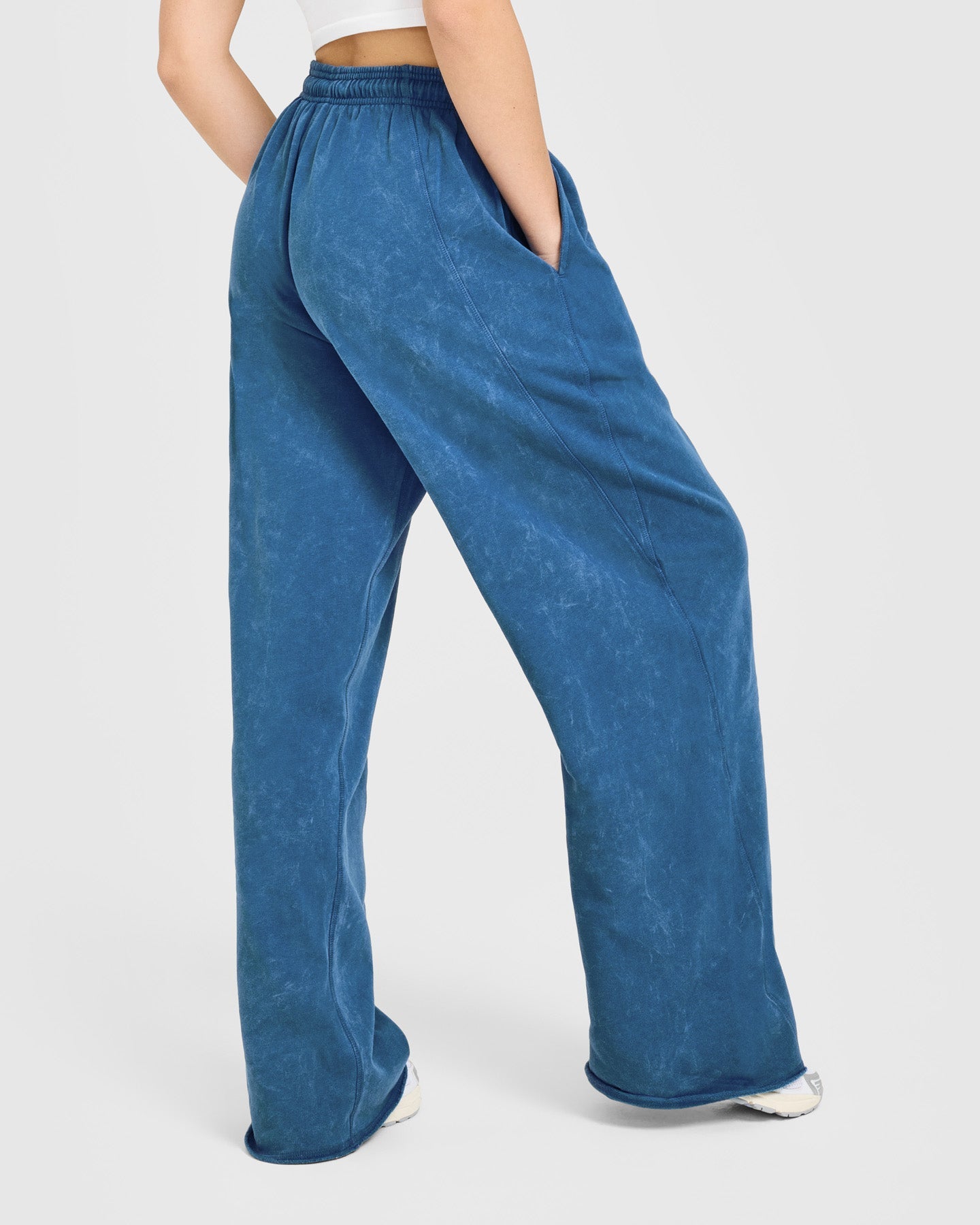 Raw Lounge Wide Leg Joggers | Washed Ocean Blue