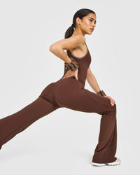 SoftMotion™ Contrast Scoop Back Flared All in One with White Logo | Espresso Brown