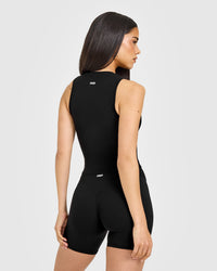 SoftMotion™ High Neck Mid Vest with White Logo | Black