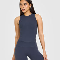 SoftMotion™ High Neck Mid Vest with White Logo | True Blue